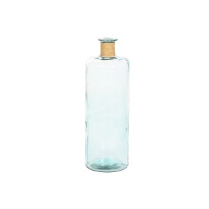 Vase Home ESPRIT Durchsichtig Binsen Recyceltes Glas natürlich 25 x 25 x 75 cm