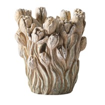 Vase Home ESPRIT Grau Zement Tulpe 21 x 21 x 23 cm