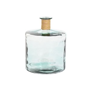 Vase Home ESPRIT Durchsichtig Binsen Recyceltes Glas natürlich 35 x 35 x 45 cm