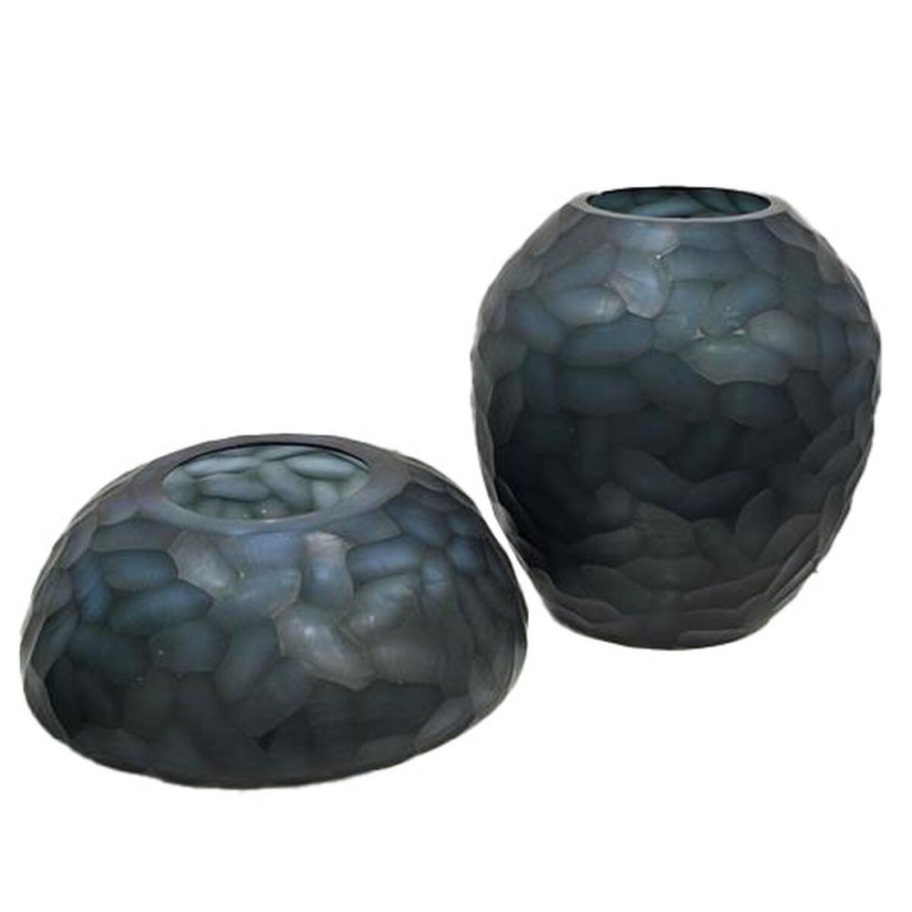 Vase Home ESPRIT Blue Crystal Modern 33 x 33 x 14 cm