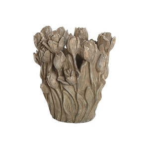 Vase Home ESPRIT Grau Zement Tulpe 29 x 27 x 32 cm