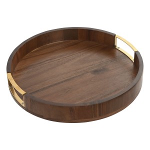 Schale Home ESPRIT Gold natürlich Metall Akazienholz 35,5 x 35,5 x 5 cm