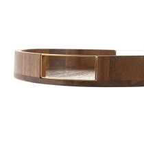 Tray Home ESPRIT Golden Natural Metal Acacia 35,5 x 35,5 x 5 cm