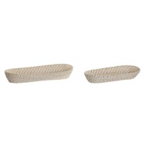 Tablett für Snacks Home ESPRIT Weiß natürlich 44 x 18 x 7 cm