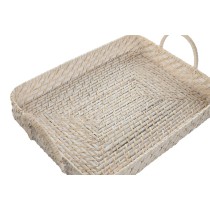 Tablettset Home ESPRIT Weiß natürlich Bambus Rattan 45 x 35 x 13 cm