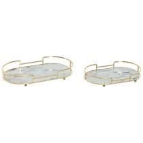 Set of trays Home ESPRIT White Golden Metal Crystal 31 x 17 x 5 cm (2 Units)