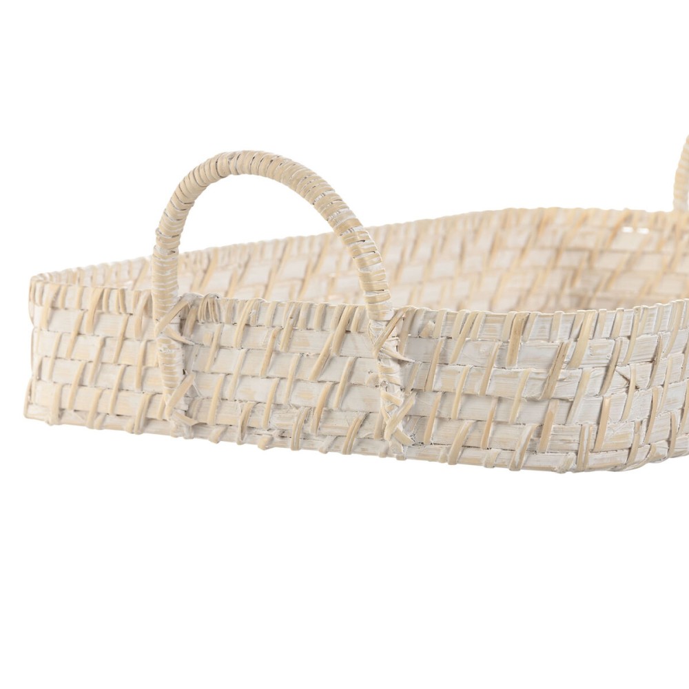 Tablettset Home ESPRIT Weiß natürlich Bambus Rattan 45 x 35 x 13 cm