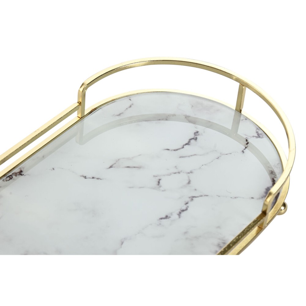 Set of trays Home ESPRIT White Golden Metal Crystal 31 x 17 x 5 cm (2 Units)
