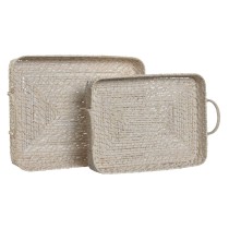 Tablettset Home ESPRIT Weiß natürlich Bambus Rattan 45 x 35 x 13 cm