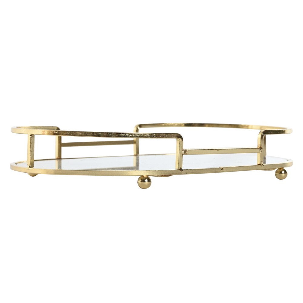 Set of trays Home ESPRIT White Golden Metal Crystal 31 x 17 x 5 cm (2 Units)