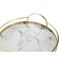 Tablettset Home ESPRIT Weiß Gold Metall Kristall 30 x 30 x 6 cm (2 Stück)