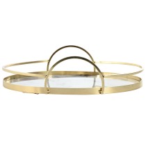 Set of trays Home ESPRIT White Golden Metal Crystal 30 x 30 x 6 cm (2 Units)