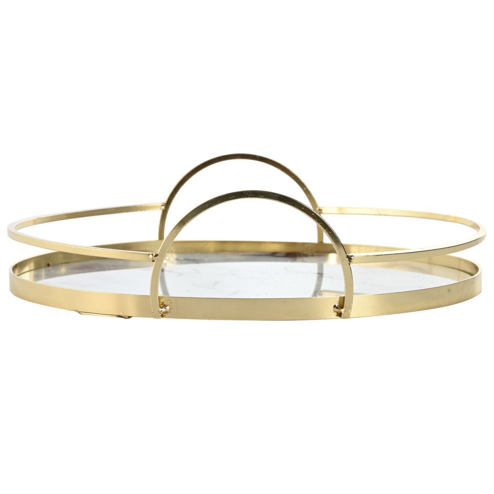 Tablettset Home ESPRIT Weiß Gold Metall Kristall 30 x 30 x 6 cm (2 Stück)