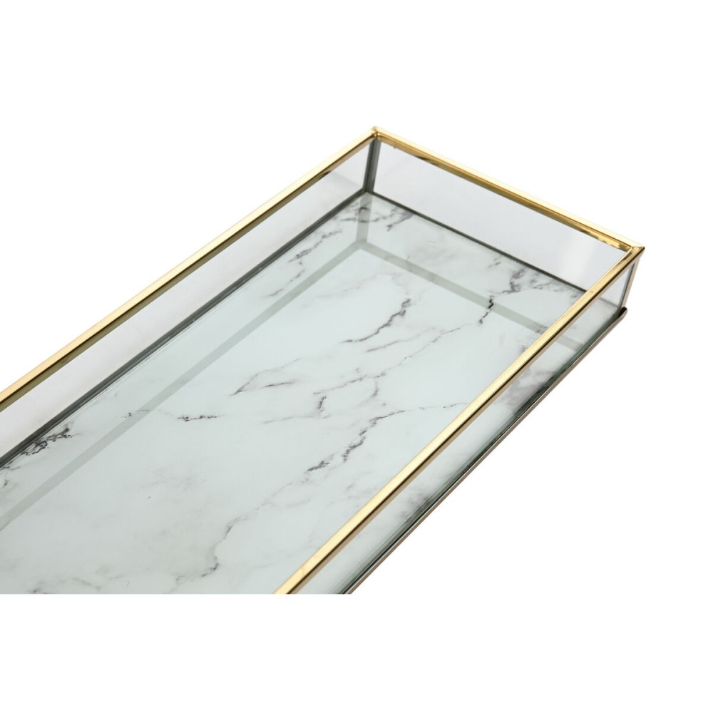 Set of trays Home ESPRIT White Golden Metal Crystal 42 x 15 x 4 cm (2 Units)