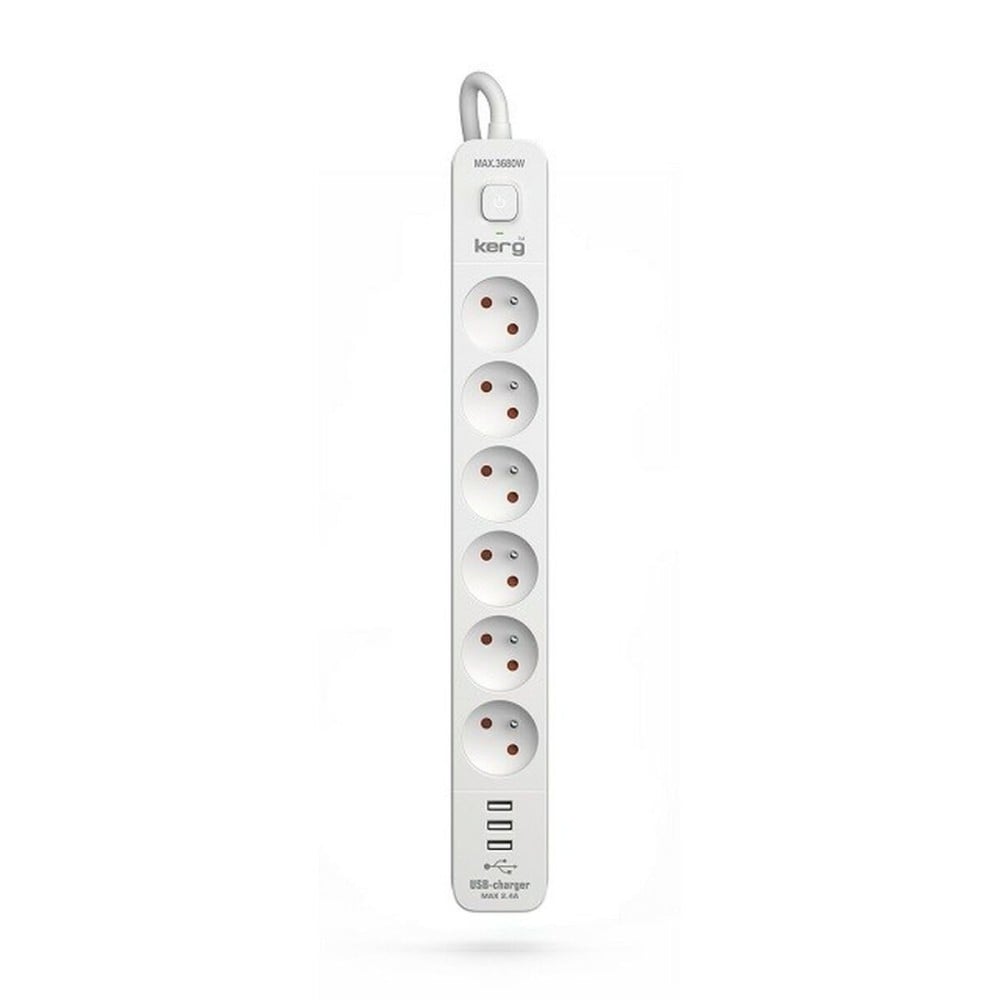 Multiprise 6 Prises avec Interrupteur Kerg M02597 (1,5 m)