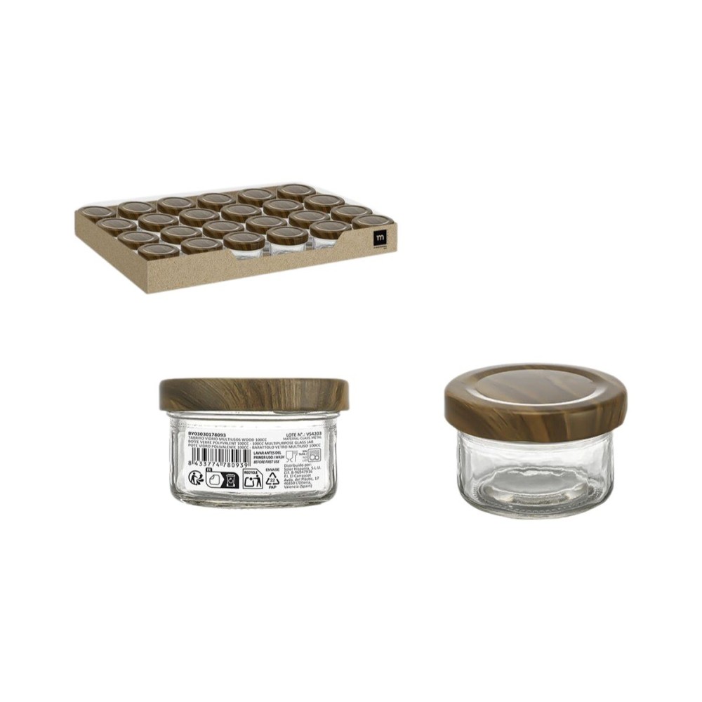 Glass Jar La Mediterránea WOOD 100 ml (72 Units)