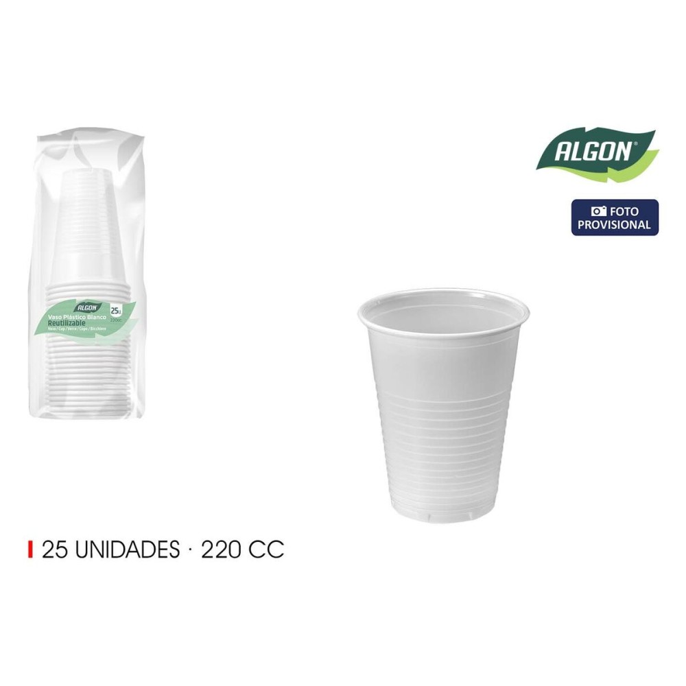 Set de Verres Algon Blanc 220 ml 25 Pièces (24 Unités)
