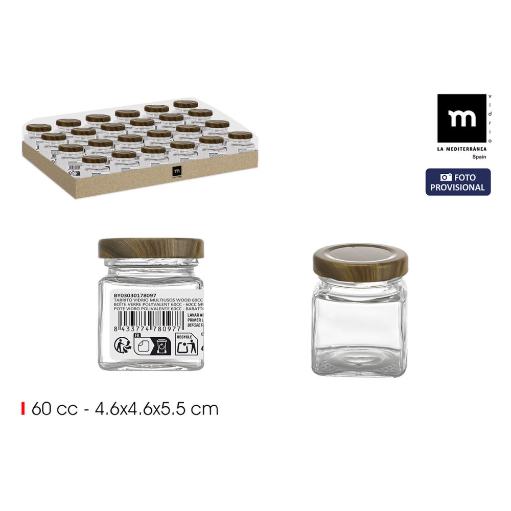 Glass Jar La Mediterránea WOOD 60 ml (72 Units)