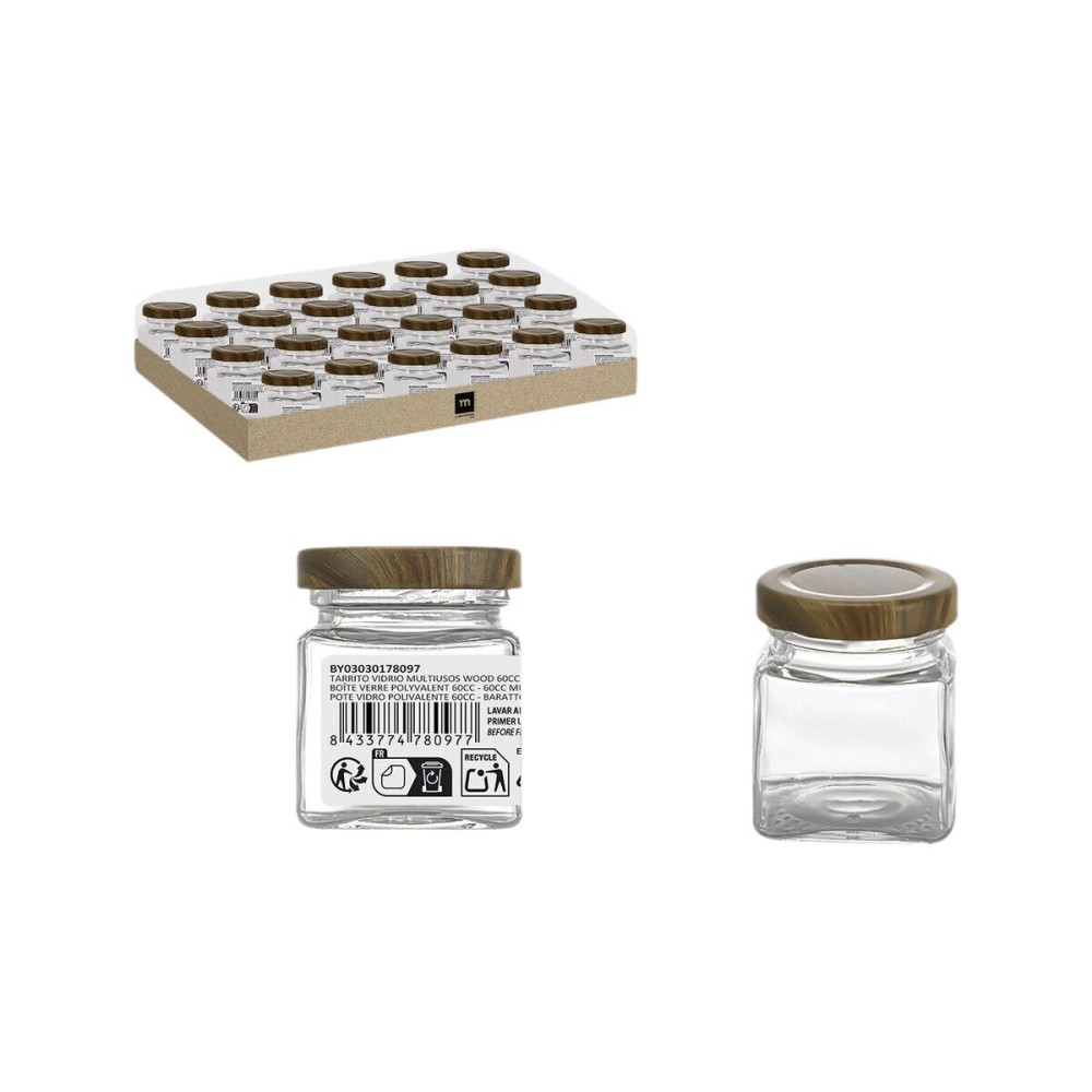 Glass Jar La Mediterránea WOOD 60 ml (72 Units)