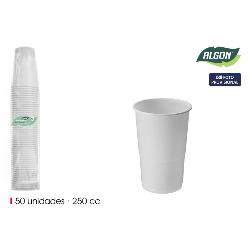 Set de Verres Algon Blanc 250 ml 50 Pièces (18 Unités)