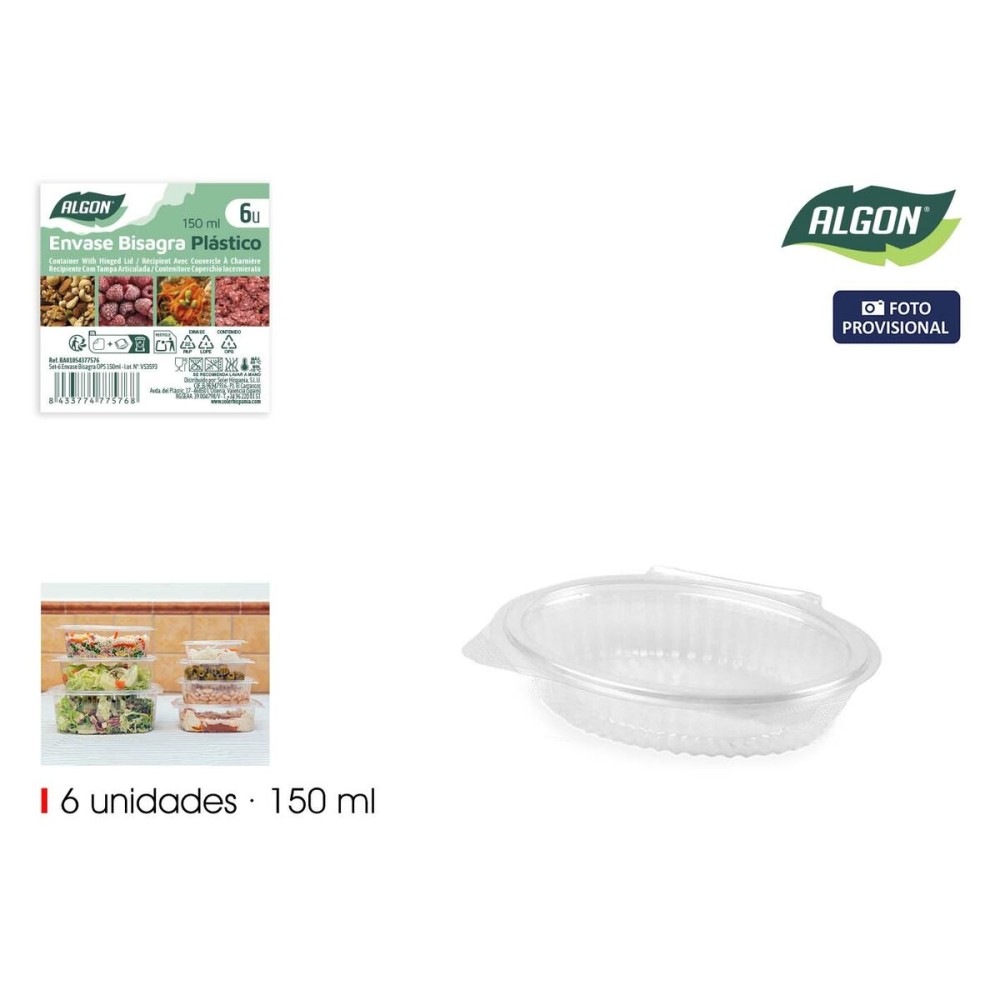 Mehrweg-Lebensmittelschalen Algon OPS 150 ml 14,6 x 11,3 x 3 cm (6 Stücke) (24 Stück)