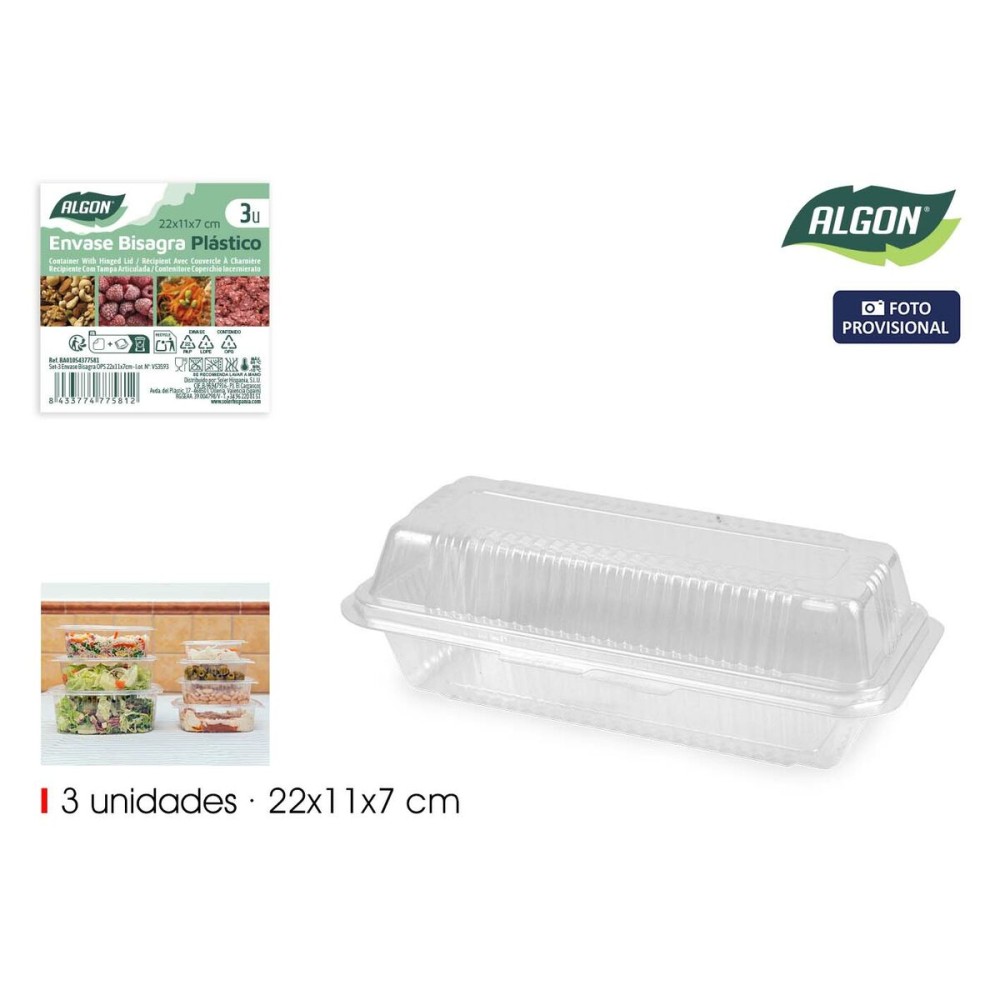 Mehrweg-Lebensmittelschalen Algon OPS 22 x 11 x 7 cm (3 Stücke) (24 Stück)