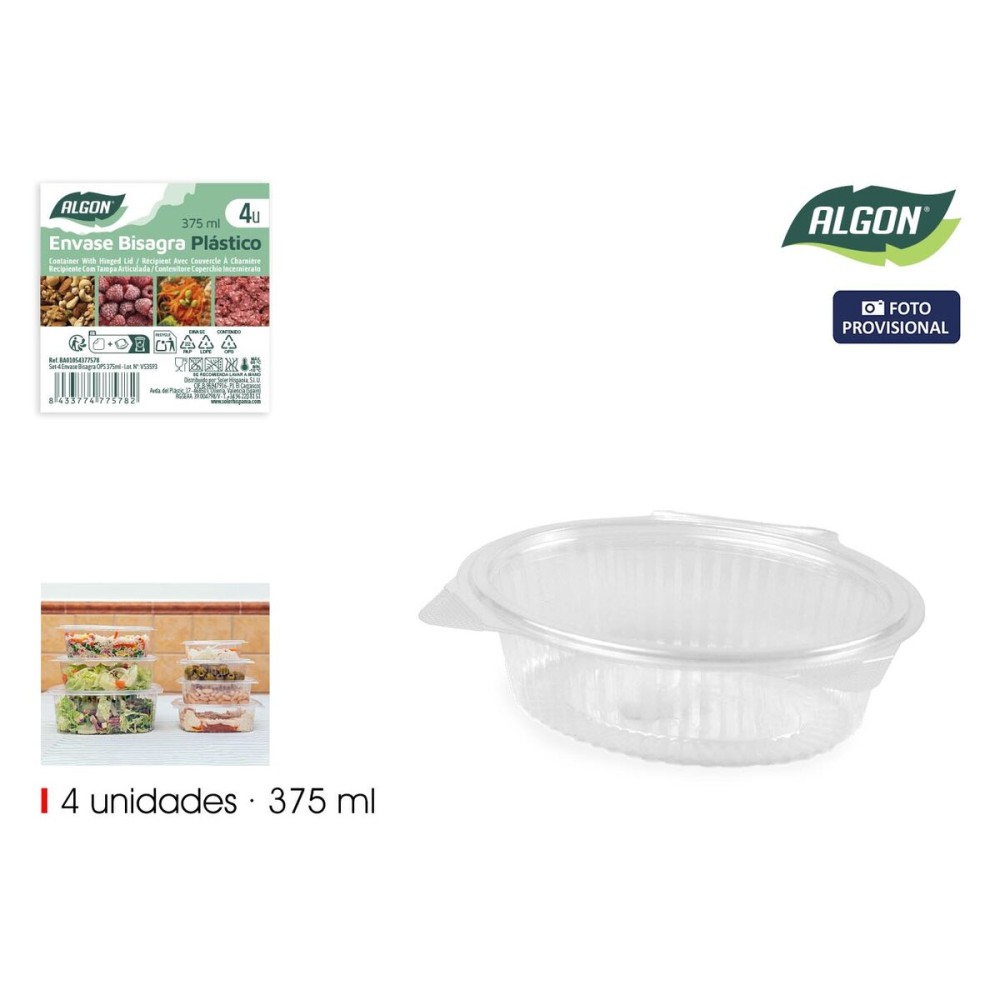 Plateaux alimentaires réutilisables Algon OPS 375 ml 16 x 12,7 x 4,7 cm (4 Pièces) (24 Unités)