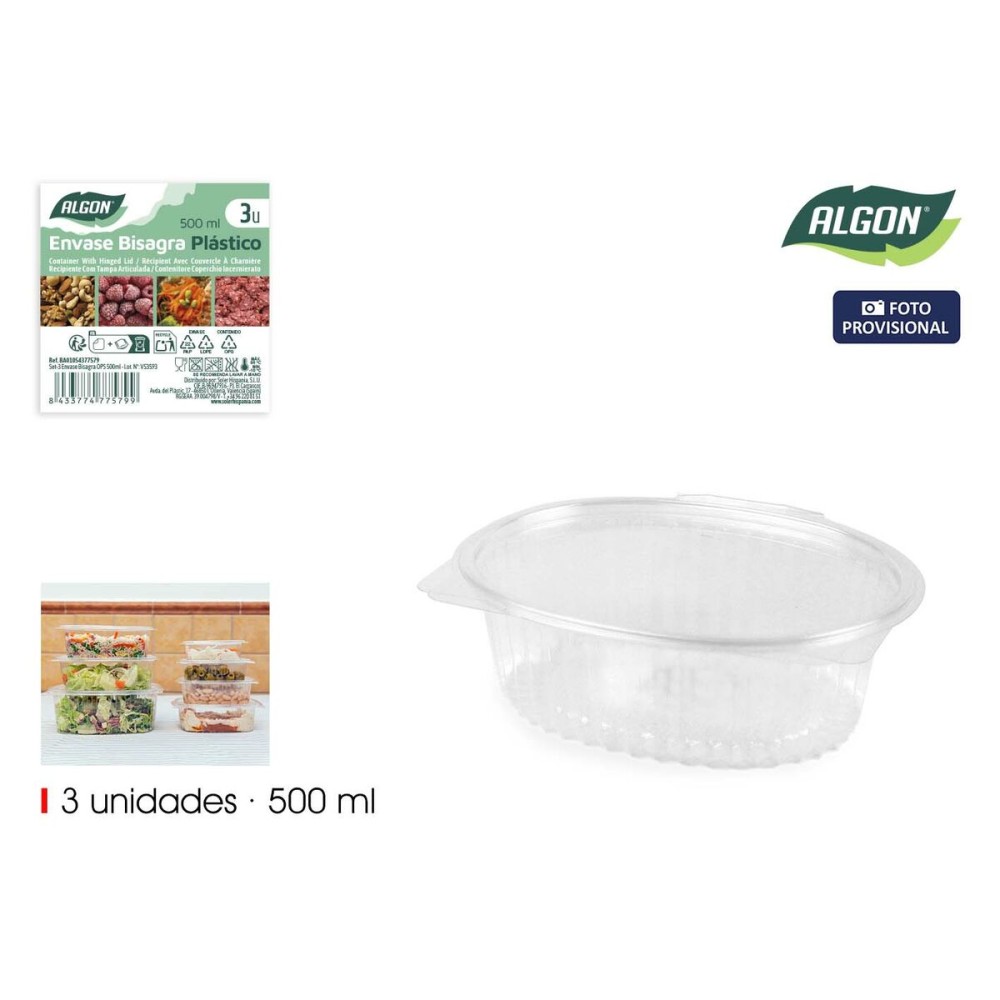 Mehrweg-Lebensmittelschalen Algon OPS 500 ml 6,5 x 13,3 x 5 cm (3 Stücke) (24 Stück)