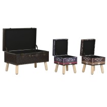 Lot de paniers Home ESPRIT Marron Multicouleur Polyuréthane Bois Vintage 70 x 40 x 45 cm (3 Unités)