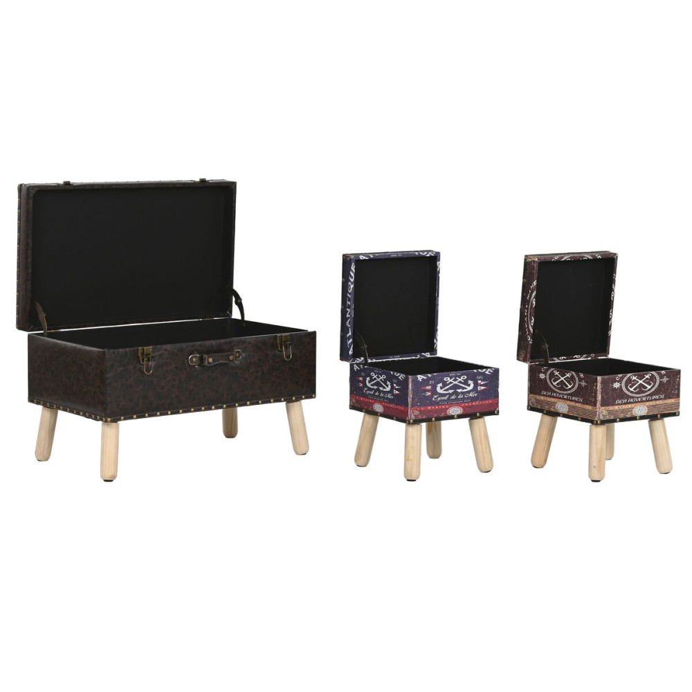 Lot de paniers Home ESPRIT Marron Multicouleur Polyuréthane Bois Vintage 70 x 40 x 45 cm (3 Unités)