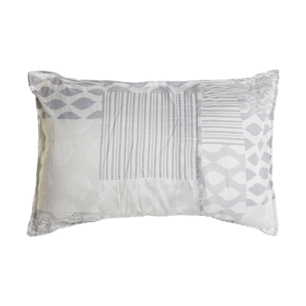 Cushion DKD Home Decor Beige Grey Polyester Patchwork 60 x 10 x 40 cm