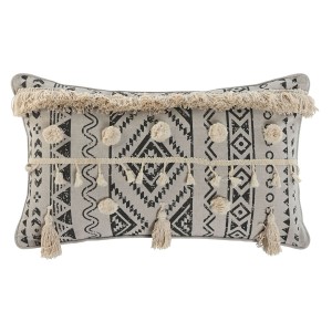 Kissen Home ESPRIT Weiß Schwarz Boho 50 x 8 x 30 cm