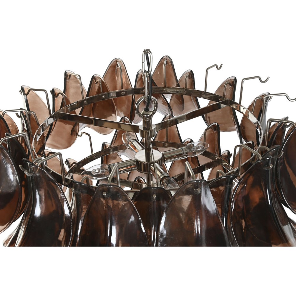 Deckenlampe Home ESPRIT Braun Silberfarben Kristall Stahl 25 W 80 x 80 x 80 cm