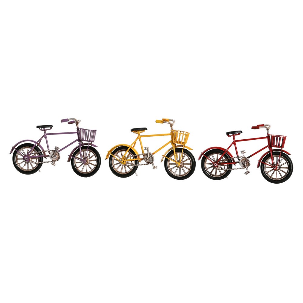 Deko-Figur DKD Home Decor Gelb Rot Lila Fahrrad Vintage 16,5 x 5,5 x 9 cm (3 Stück)