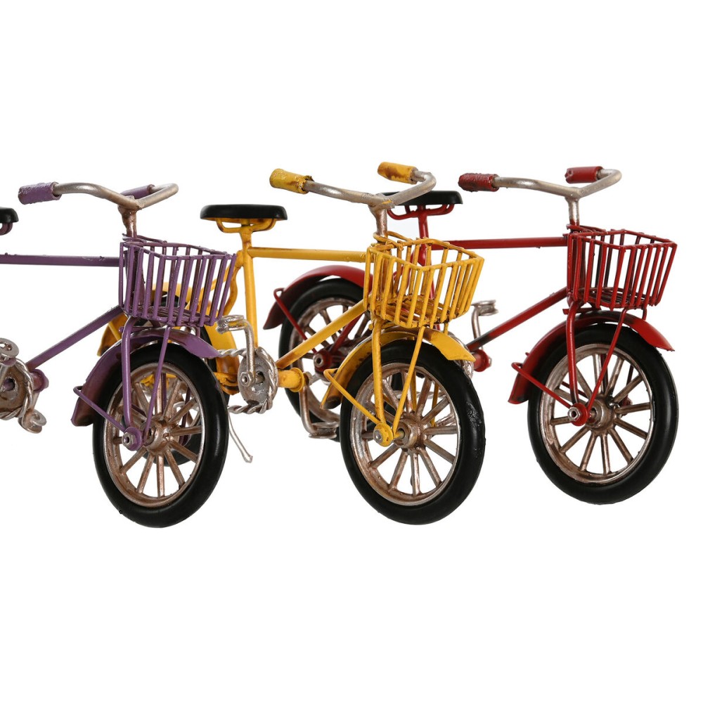 Figurine Décorative DKD Home Decor Jaune Rouge Lila Bicyclette Vintage 16,5 x 5,5 x 9 cm (3 Unités)
