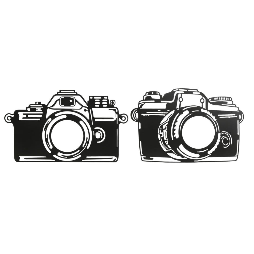 Wanddekoration Home ESPRIT Schwarz Kamera/Fotoapparat Vintage 45 x 1 x 30 cm (2 Stück)