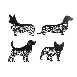 Décoration murale Home ESPRIT Noir Chien 40 x 1 x 33 cm (4 Unités)