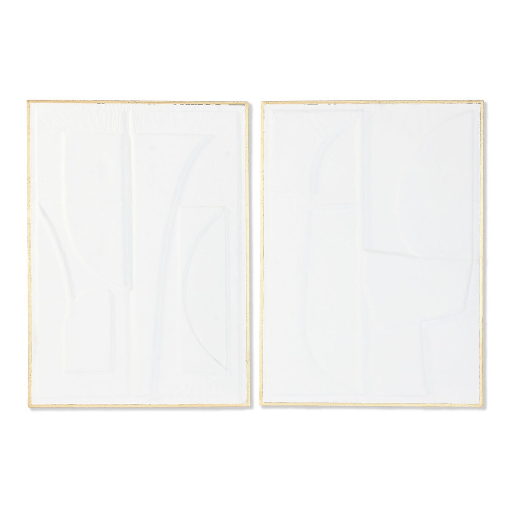 Décoration murale Home ESPRIT Blanc Doré Abstrait 72,7 x 2,5 x 100,5 cm (2 Unités)