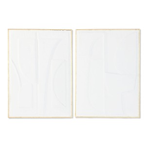 Décoration murale Home ESPRIT Blanc Doré Abstrait 72,7 x 2,5 x 100,5 cm (2 Unités)