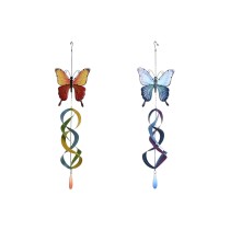 Décoration murale Home ESPRIT Bleu Orange Papillon Shabby Chic 23 x 13 x 90 cm (2 Unités)
