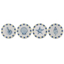 Décoration murale Home ESPRIT Bleu Blanc méditerranéen 30 x 3 x 30 cm (4 Unités)