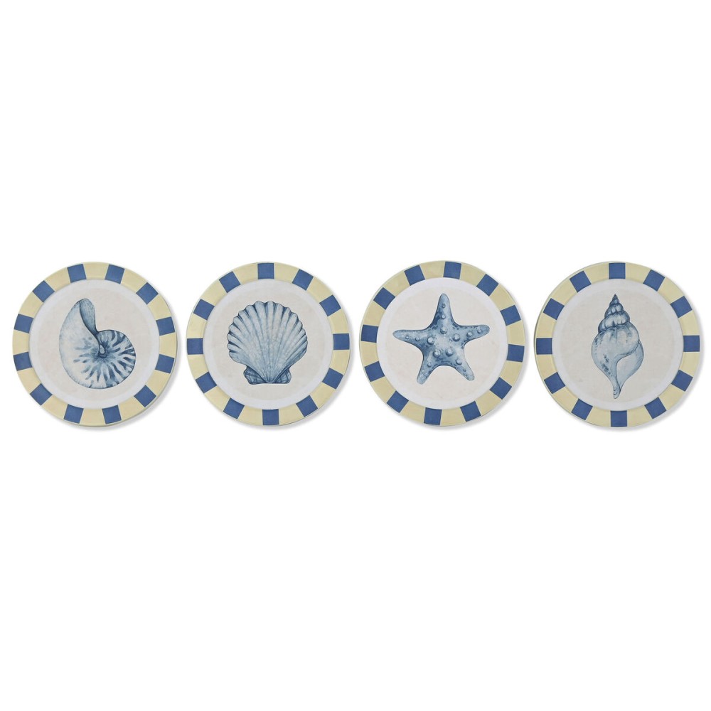 Décoration murale Home ESPRIT Bleu Blanc méditerranéen 30 x 3 x 30 cm (4 Unités)