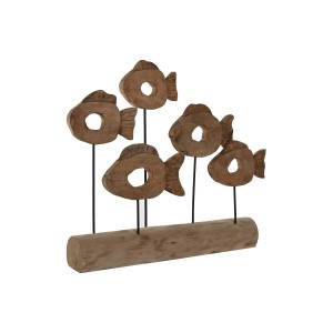 Deko-Figur Home ESPRIT Schwarz natürlich Fische 61,5 x 10 x 53,5 cm