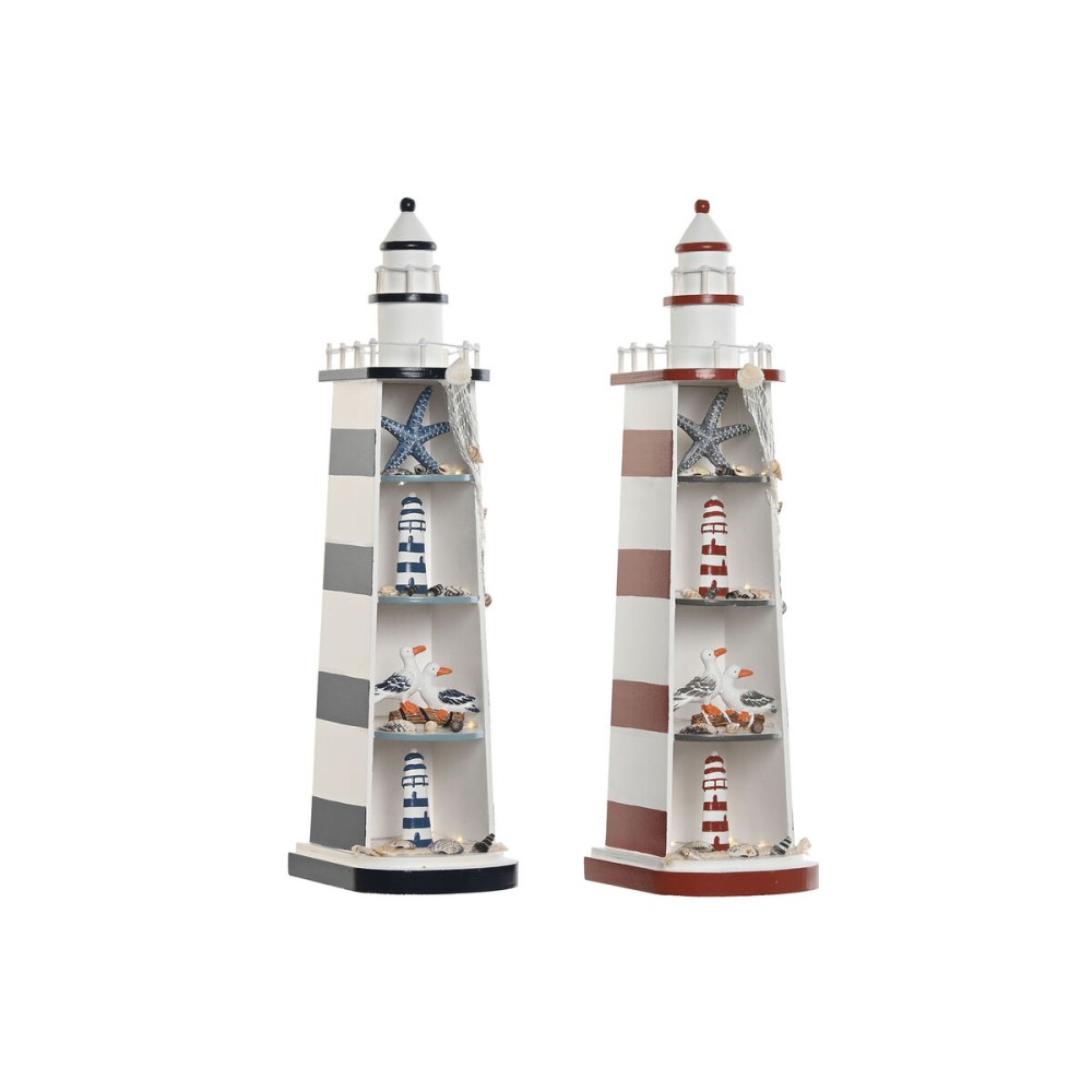 Deko-Figur Home ESPRIT Blau Rot Leuchtturm 14 x 16 x 52 cm (2 Stück)