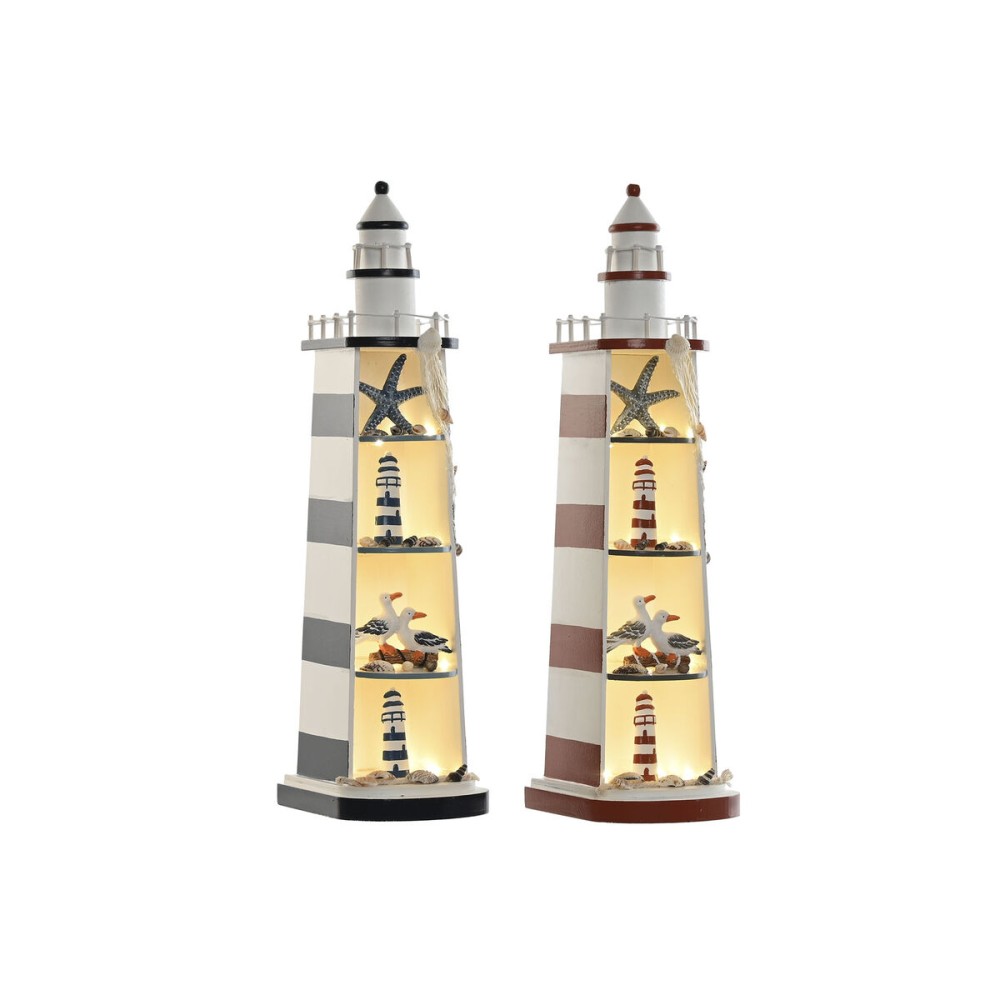 Deko-Figur Home ESPRIT Blau Rot Leuchtturm 14 x 16 x 52 cm (2 Stück)