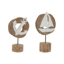 Deko-Figur Home ESPRIT Weiß natürlich Anker Schiff Mediterraner 19 x 10 x 38 cm (2 Stück)