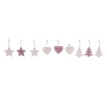 Décoration Suspendue DKD Home Decor Rose Rose clair Bois 6,5 x 1 x 6,5 cm (9 Pièces) (3 Unités)