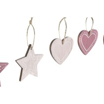 Décoration Suspendue DKD Home Decor Rose Rose clair Bois 6,5 x 1 x 6,5 cm (9 Pièces) (3 Unités)