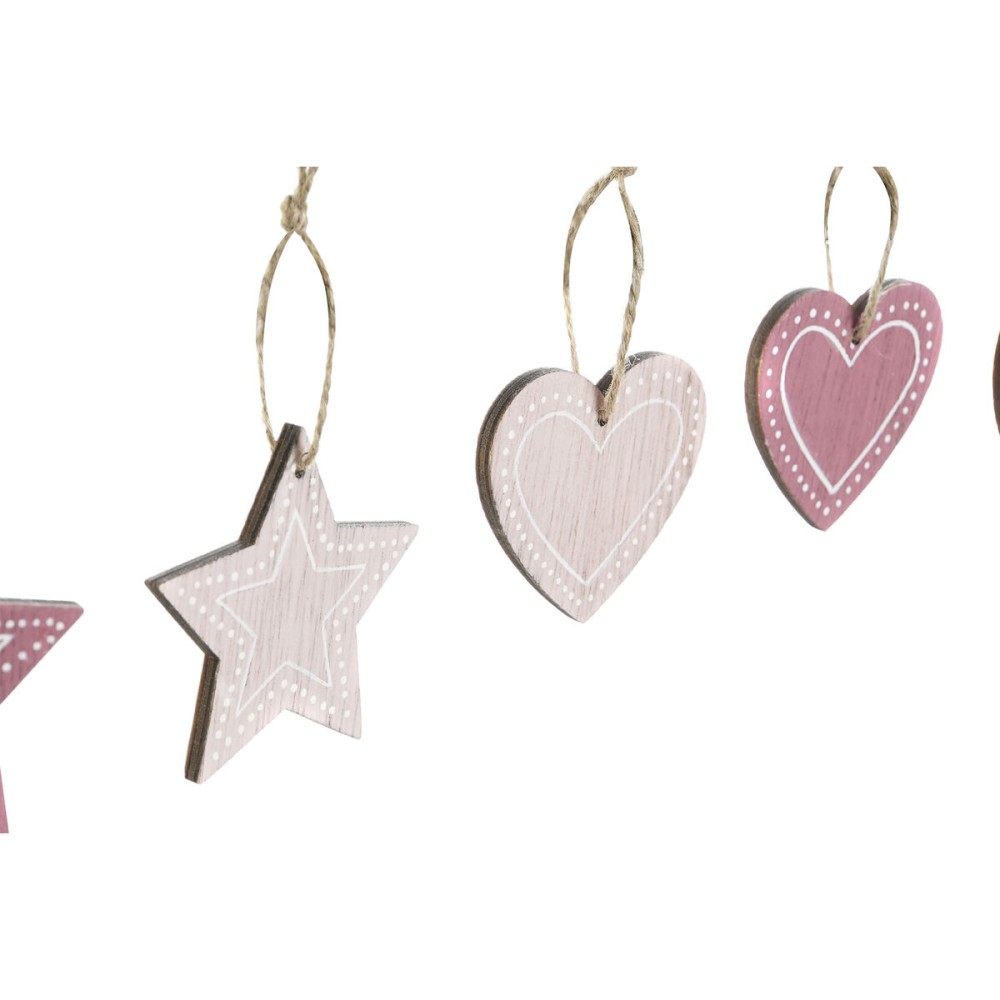 Décoration Suspendue DKD Home Decor Rose Rose clair Bois 6,5 x 1 x 6,5 cm (9 Pièces) (3 Unités)