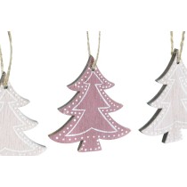 Décoration Suspendue DKD Home Decor Rose Rose clair Bois 6,5 x 1 x 6,5 cm (9 Pièces) (3 Unités)